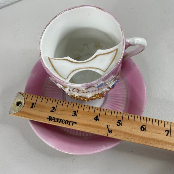 Vintage Mustache Cup and Saucer "A Present" Porcelain Made in Germany - Picture 11 of 11